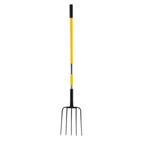 Garden Fork, 5-Tine Gardening Pitchfork with Fiberglass Handle, 57 in Heavy Duty Digging Fork with Y Grip