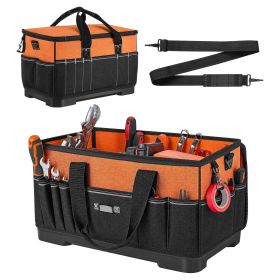 Tool Bag, 19.1 Inch, 33-Pocket Portable Large Tool Box Organizer Storage, Toolbox with Water-Resistant Base, Zipper, Adjustable Shoulder Strap To