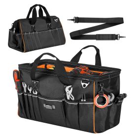 Tool Bag, 20 Inch, 33-Pocket Portable Large Tool Box Organizer Storage, Toolbox with Big Zipper, Adjustable Shoulder Strap