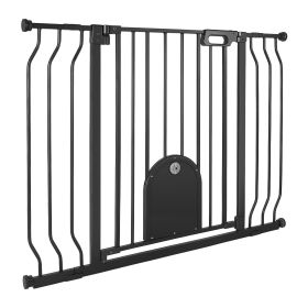 Baby Gate for Stairs, 29.5-43 in Adjustable Width, Baby Gate with Adjustable Cat Door, with Pressure Mount Kit and Wall Mount Kit