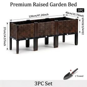 3 Pack Elevated Raised Garden Beds with Legs, Outdoor Plastic Planter Boxes for Vegetables, Herbs, Flowers and Patio Gardening