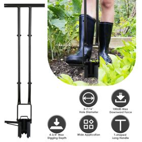 5 In 1 Bulb Planter Tool Long Handle Gardening Bulb Transplanter with Gloves Brush Serrated Base Dual Pedal Digging Holes to Plant Tulips Iris Da