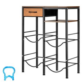 Water Jug Holder, 4 Tiers Double Rows 3 and 5 Gallon Water Bottle Holder for 4 Bottles, Heavy Duty Jug Rack Organizer with Storage Shelf and Draw