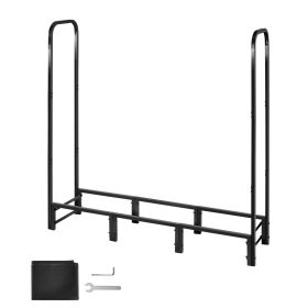 Firewood Rack with Waterproof Cover, 4 ft Outdoor Firewood Holder, 1/4 Cord Storage Metal Log Holder, 400lb Max Weight Capacity, Top Covered