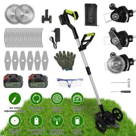 21V Electric Weed Edger Cordless String Trimmer Grass Mower Eater Bush Cutter with 16800RPM 2x 3000mAh Batteries 3.6-4.6FT Length 90° Rotatable A