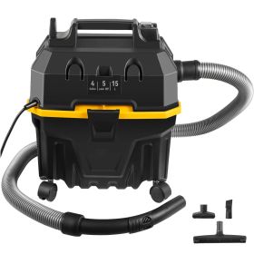 Wet Dry Vac, 4 Gallon, 5 Peak HP, 3 in 1 Shop Vacuum with Blowing Function Portable Attachments to Clean Floor, Upholstery, Gap, Car, ETL Listed