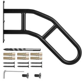 Handrails for Outdoor Steps, 29" Length Wall Mount Safety Railings for 1-3 Steps, U-Shaped Handrail with Matte Black Finished