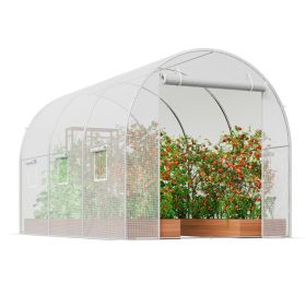 Walk-in Tunnel Greenhouse, 9.6x6.4x6.2 ft Hoop House Greenhouse Tunnel, Plant Hot House with Galvanized Steel Frame, White PE Cover