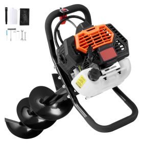 Post Hole Digger Gas Powered, 52CC 1450W Earth Auger, Gas Auger with 8' Auger Drill Action Design Bits & 1 Extension Rod
