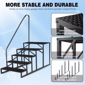 5 Step Ladder With Handrail, Swimming Pool Ladder Above Ground, 660 Lb Load Capacity RV Steps With Anti-Slip Panel, Mobile Home Stairs For Reachi (Option: Default)