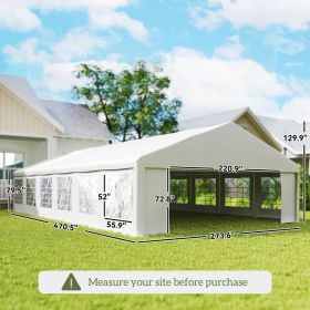 Outsunny 23' X 39' Large Outdoor Carport Canopy Party Tent With Removable Protective Sidewalls & Windows, White Multiple Packages (Option: White)