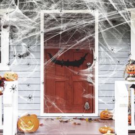 Spider Webs And 50pcs Fake Spiders Super Stretch Cobwebs Party Decorate For Halloween Theme Indoor And Outdoor Decoration (Option: White)