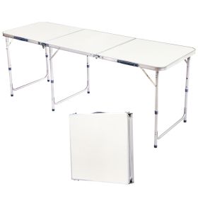 6ft 180-60cm Aluminum Alloy Folding Table Portable Foldable Desk For Camping Picnic BBQ Home Party (Option: White)