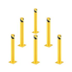 Safety Bollards, Steel Bollard Post, Yellow Powder Coated Safety Parking Barrier Post For High Traffic Areas (Option: Default)