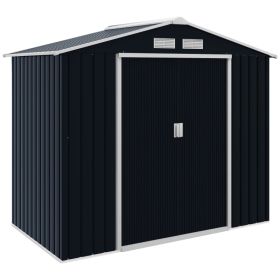7'x4' Metal Outdoor Shed Organizer & Garden Storage With 4 Vents For Airflow & 2 Easy Sliding Doors - Dark GrayMultiple Packages (Option: Dark Grey)