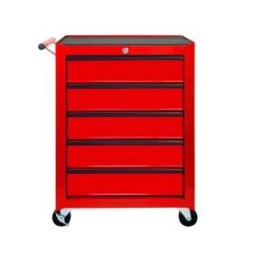Excelo 5 Drawer Rolling Tool Chest, Ball Bearing Slides, Steel Storage For Garage And Workshop (Option: Red)