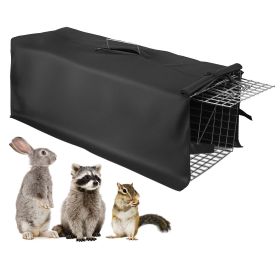 31x12x11' Heavy Duty Folding Live Animal Trap Cage With Waterproof Cover Humane Easy To Catch And Release Trap For Stray Cats Raccoons Squirrel S (size: WCover)