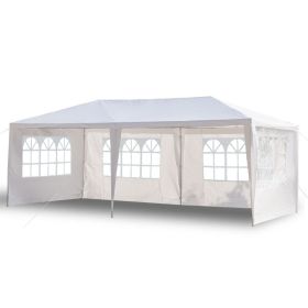 10'X20' Outdoor Party Tent with 4 Removable Sidewalls, Waterproof Canopy Patio Wedding Gazebo, White (Color: White)