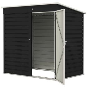 6' X 4' Outdoor Garden Shed, Metal Storage Shed With Lockable Door And Gloves For Backyard Garden Patio, Dark Gray Multiple Packages (Option: Dark Gray White)