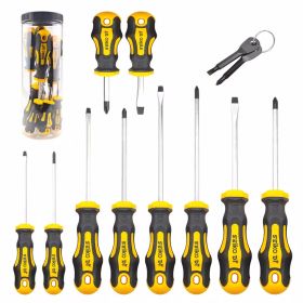 Screwdriver Set, 10 Pcs Set With Handle Screwdrivers And 2 Portable Screwdriver Bits, Including Flathead 5mm, 6mm, And Phillips PH0, PH1, PH2 Bit (Option: 12)